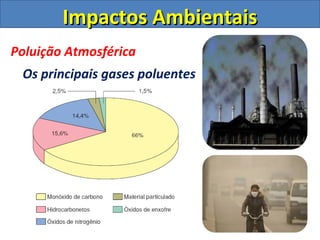 Impactos Ambientais
Poluição Atmosférica
 Os principais gases poluentes
 