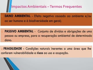 Impactos Ambientais –Termos Frequentes
 