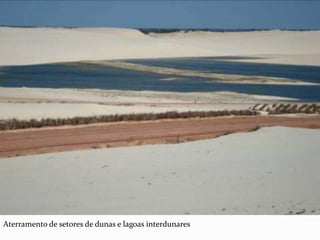 Aterramento de setores de dunas e lagoas interdunares
 