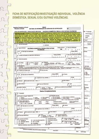 FICHA DE NOTIFICAÇÃO/INVESTIGAÇÃO INDIVIDUAL, VIOLÊNCIA 
DOMÉSTICA, SEXUAL E/OU OUTRAS VIOLÊNCIAS. 
 