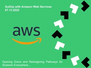 SuitUp with Amazon Web Services
07.13.2022
Opening Doors and Reimagining Pathways for
Students Everywhere…
 