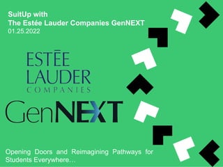 SuitUp with
The Estée Lauder Companies GenNEXT
01.25.2022
Opening Doors and Reimagining Pathways for
Students Everywhere…
 