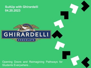SuitUp with Ghirardelli
04.20.2023
Opening Doors and Reimagining Pathways for
Students Everywhere…
 
