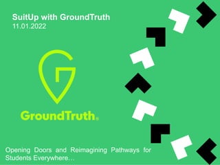 SuitUp with GroundTruth
11.01.2022
Opening Doors and Reimagining Pathways for
Students Everywhere…
 