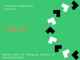 SuitUp with Insight Partners
07/12/2021
Opening Doors and Reimagining Pathways for
Students Everywhere…
 