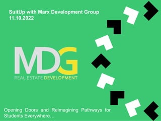 SuitUp with Marx Development Group
11.10.2022
Opening Doors and Reimagining Pathways for
Students Everywhere…
 