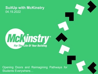 SuitUp with McKinstry
04.19.2022
Opening Doors and Reimagining Pathways for
Students Everywhere…
 