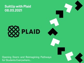 SuitUp with Plaid
08.03.2021
Opening Doors and Reimagining Pathways
for Students Everywhere…
 