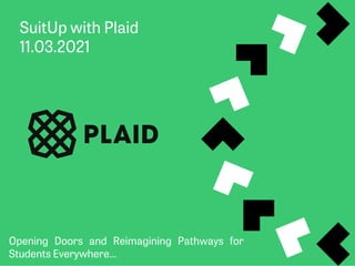 SuitUp with Plaid
11.03.2021
Opening Doors and Reimagining Pathways for
Students Everywhere…
 
