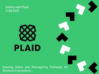 SuitUp with Plaid
11.08.2021
Opening Doors and Reimagining Pathways for
Students Everywhere…
 