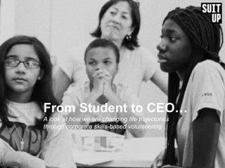 From Student to CEO…
A look at how we are changing life trajectories
through corporate skills-based volunteering
 