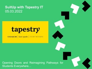 SuitUp with Tapestry IT
05.03.2022
Opening Doors and Reimagining Pathways for
Students Everywhere…
 