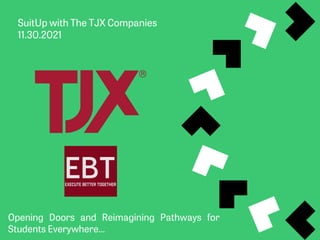 SuitUp with The TJX Companies
11.30.2021
Opening Doors and Reimagining Pathways for
Students Everywhere…
 