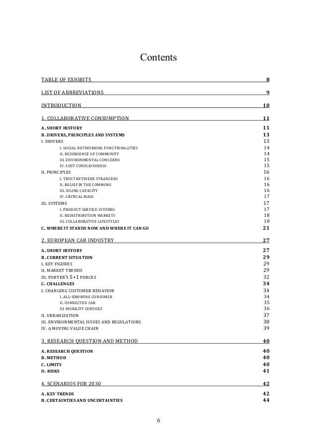 essay table of contents