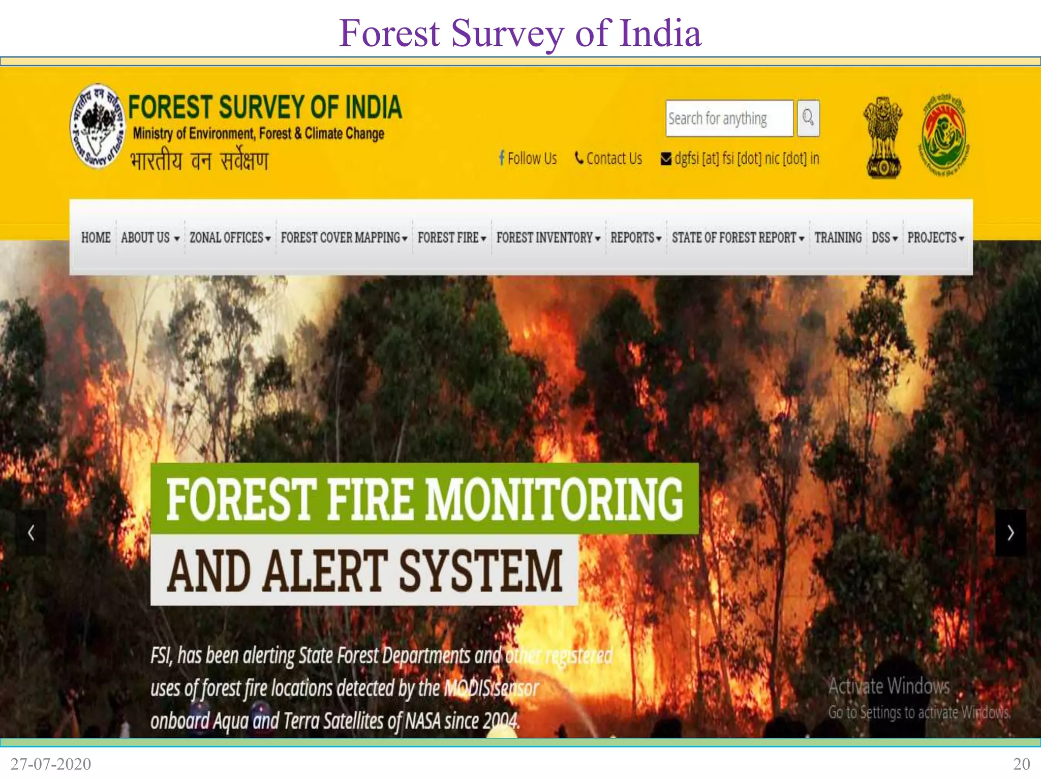 2027-07-2020
Forest Survey of India
 