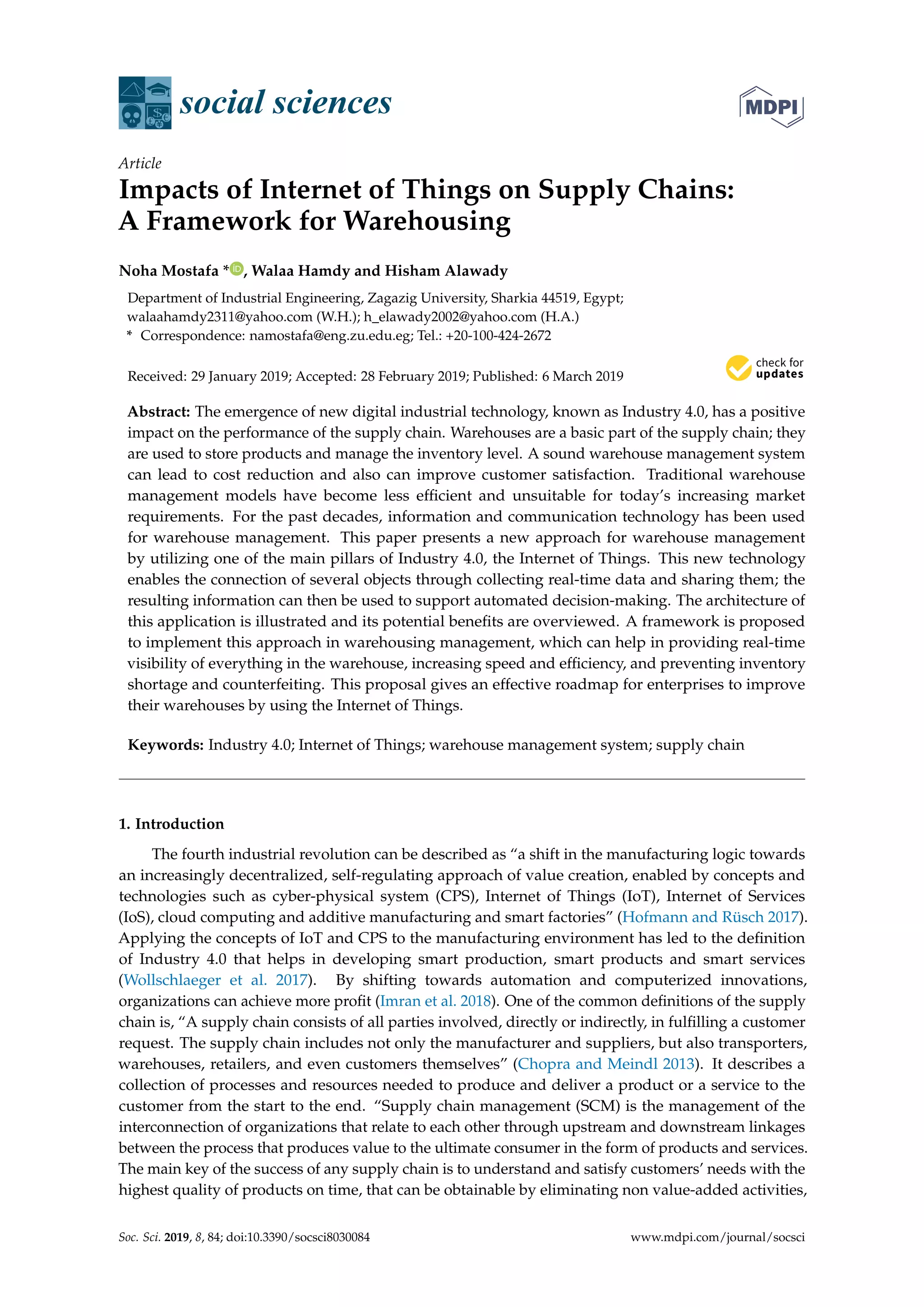 Impacts of internet of things on supply chains | PDF