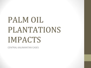 PALM OIL
PLANTATIONS
IMPACTS
CENTRAL KALIMANTAN CASES
 