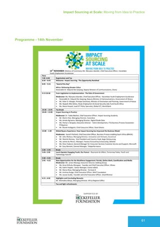 Impact Sourcing at Scale: Moving from Idea to Practice
61
Programme - 14th November
 