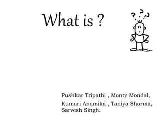 What is ?
Pushkar Tripathi , Monty Mondal,
Kumari Anamika , Taniya Sharma,
Sarvesh Singh.
 