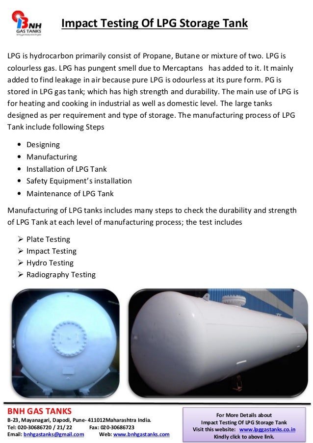 Impact testing of lpg storage tank