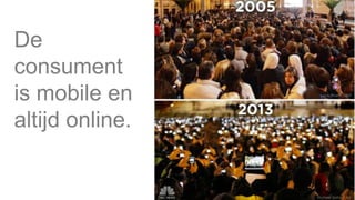 @ronalddegroot | @mobileloyaltyYZ | #mobileloyalty | #shoppingtoday
De
consument
is mobile en
altijd online.
 