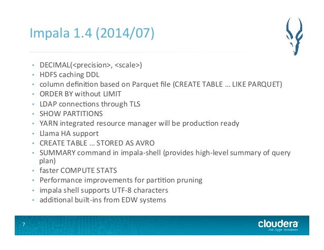 version cloudera show #impalajp 2.0 Impala Update