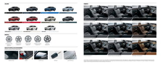 Wheels
Black Blue Ray Metallic  Blue Topaz Metallic 1, 2
Silver Topaz Metallic 1
Red Rock Metallic 1, 2
Crystal Red Tintcoat 2, 3, 4
Champagne Silver Metallic 2
Ashen Gray Metallic 5
Silver Ice Metallic 2, 5
White Diamond Tricoat 1, 3, 4
Summit White 6 
1 Interim availability.  2 Not available with Jet Black/Mojave interior.  3 Extra-cost color.  4 Not available on LS.  5 Not available with Jet Black/Brownstone interior.  6 Not available on LTZ.  7 Requires available Premium Seating Package, Premium Audio and Sport Wheels Package, Advanced Safety
Package, LT Convenience Package and sueded microfiber interior.  8 Requires available V6 engine, Premium Audio Package, Comfort and Convenience Package and Chevrolet MyLink Radio with Navigation.  9 Standard on LS.  10 Standard on LT (2LT shown).  11 Available on LT (2LT shown). Requires
available LT Convenience Package, Advanced Safety Package and Premium Seating Package.  12 Standard on LTZ.
Jet Black Leather Appointments 12
Jet Black/Dark Titanium-Color Leather Appointments 12
Jet Black/Mojave Leather Appointments 12
Jet Black/Dark Titanium-Color Premium Cloth 9
Jet Black/Dark Titanium-Color Premium Cloth/Leatherette 10
Jet Black Premium Cloth/Leatherette 10
Jet Black/Dark Titanium-Color Sueded Microfiber 11
Jet Black Sueded Microfiber 11
Jet Black/Brownstone Sueded Microfiber 11
Fabrics
All-Weather Floor Mats Cargo Mat Chrome Mirror Caps Remote Start Spoiler (all body colors)
personalize your impala at chevrolet.com/accessories
dealer-installed accessories
Colors
20" Aluminum
(Available on LTZ) 8
18" Steel with Fascia-Spoke
Wheel Cover
(Standard on LS)
18" Painted-Aluminum
(Standard on LT)
19" Painted-Aluminum
(Available on LT) 7
19" Machined-Face Aluminum
(Standard on LTZ)
 