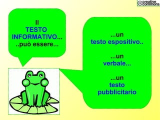 Il
TESTO
INFORMATIVO...
..può essere...
...un
testo espositivo..
...un
verbale...
...un
testo
pubblicitario
 