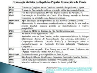 Disponível em http://www.itamaraty.gov.br/temas/temas-
politicos-e-relacoes-bilaterais/asia-e-oceania/coreia-do-
norte/pdf
 