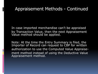 IMPORT COMPLIANCE - CUSTOMS VALUATION | PPTX