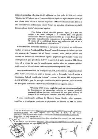 Setembro de 2016: Impeachment de Gilmar, documento assinado 