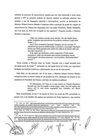 Setembro de 2016: Impeachment de Gilmar, documento assinado 
