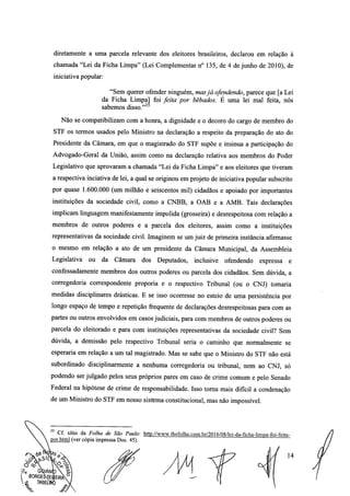 Setembro de 2016: Impeachment de Gilmar, documento assinado 