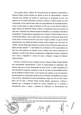 Setembro de 2016: Impeachment de Gilmar, documento assinado 