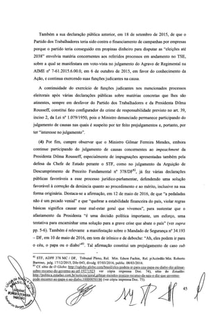 Setembro de 2016: Impeachment de Gilmar, documento assinado 