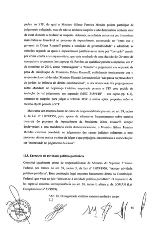 Setembro de 2016: Impeachment de Gilmar, documento assinado 
