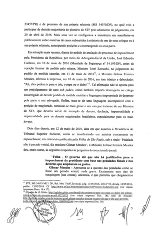 Setembro de 2016: Impeachment de Gilmar, documento assinado 