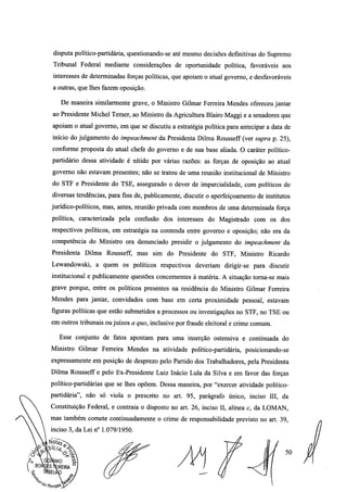 Setembro de 2016: Impeachment de Gilmar, documento assinado 