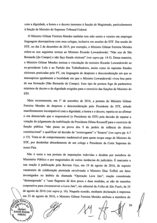 Setembro de 2016: Impeachment de Gilmar, documento assinado 