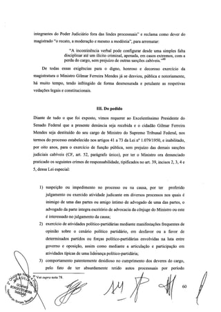 Setembro de 2016: Impeachment de Gilmar, documento assinado 