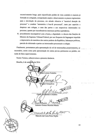 Setembro de 2016: Impeachment de Gilmar, documento assinado 