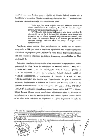 Setembro de 2016: Impeachment de Gilmar, documento assinado 