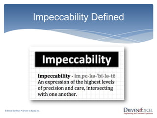Impeccability Defined

© Steve Dorfman • Driven to Excel, Inc.

 