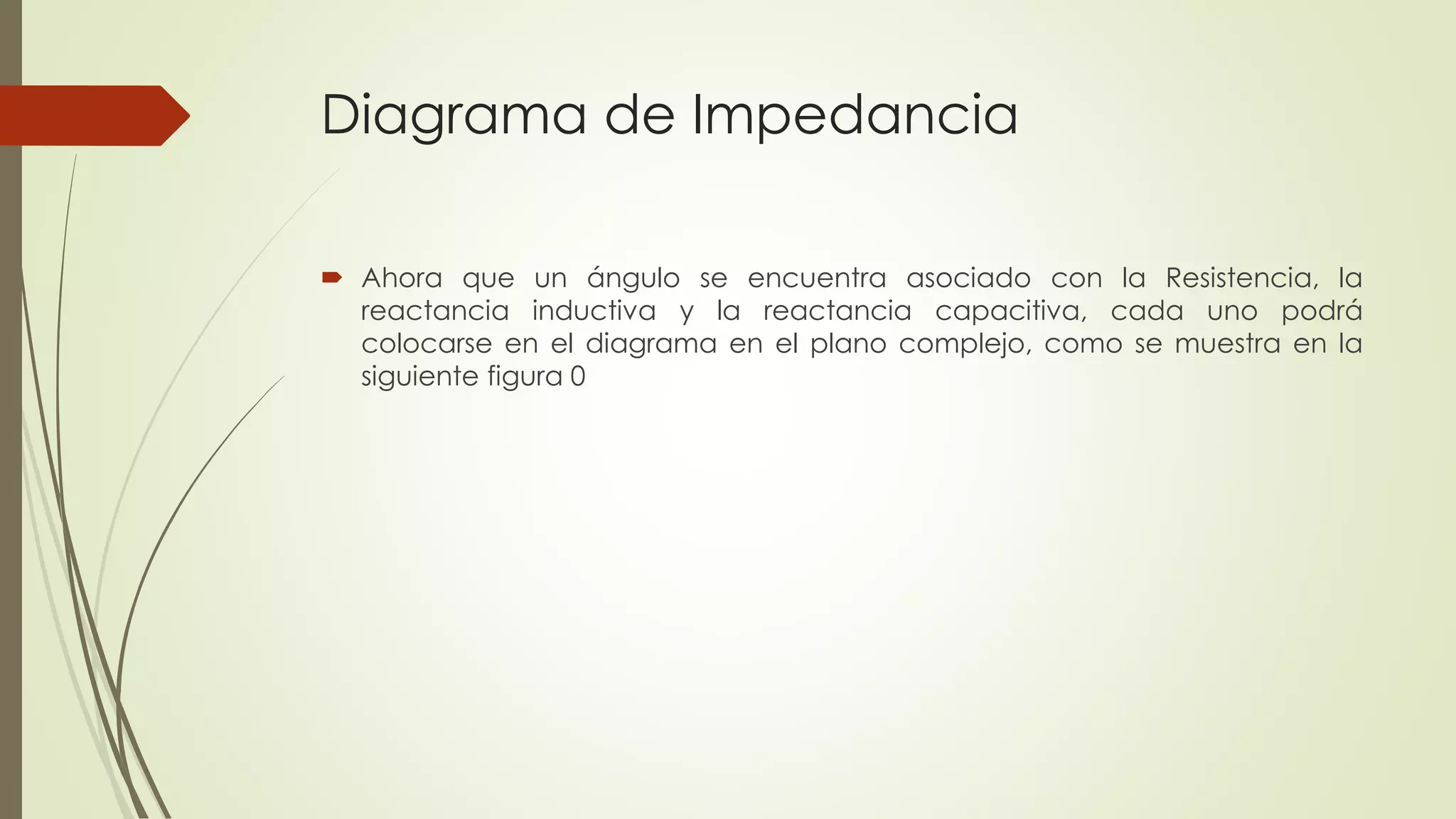 Diagrama de Impedancia
 Ahora que un ángulo se encuentra asociado con la Resistencia, la
reactancia inductiva y la reactancia capacitiva, cada uno podrá
colocarse en el diagrama en el plano complejo, como se muestra en la
siguiente figura 0
 