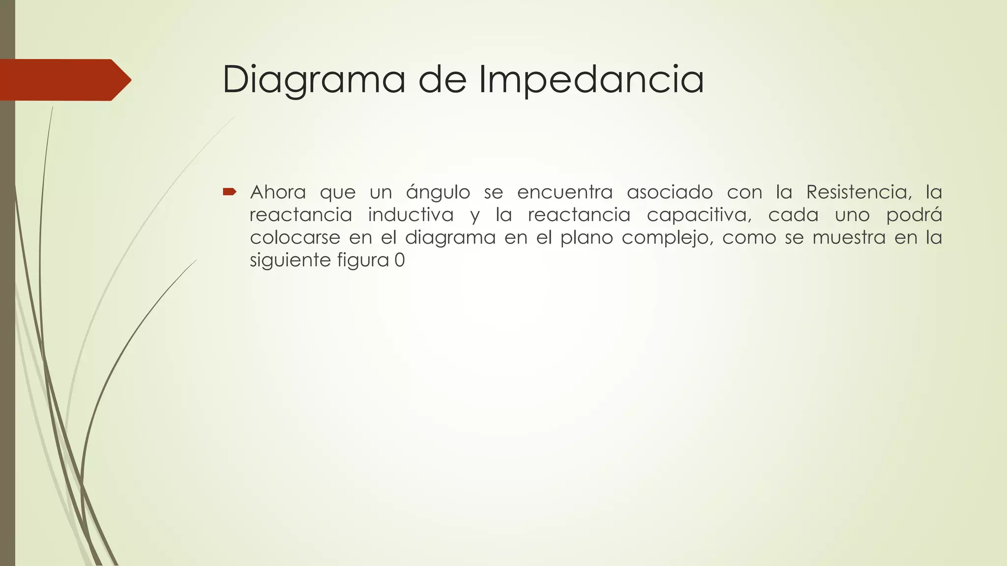 Diagrama de Impedancia
 Ahora que un ángulo se encuentra asociado con la Resistencia, la
reactancia inductiva y la reactancia capacitiva, cada uno podrá
colocarse en el diagrama en el plano complejo, como se muestra en la
siguiente figura 0
 