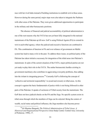 Impediments to Integrating FATA in Pakistan Mainstream (2009, Muhammad Tayyab Ghafoor)
