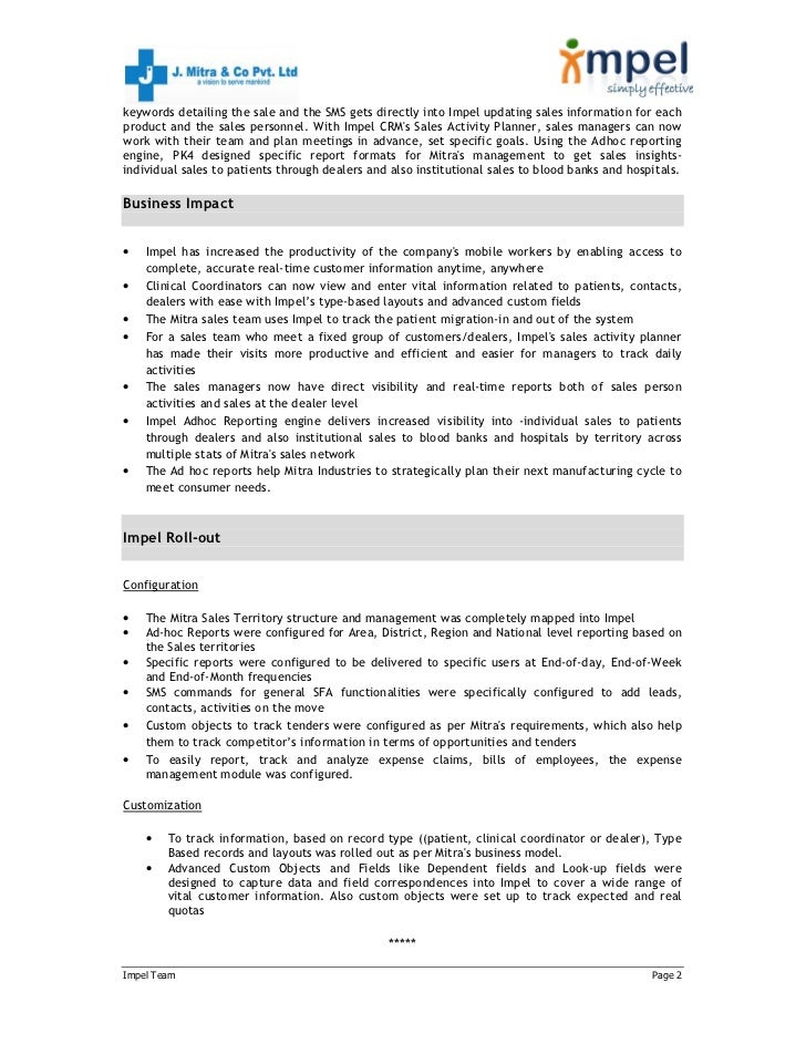 SFA and Case Management for Medical equipment manufacturer