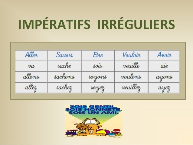 Resultado de imagen de impÃ©ratifs irrÃ©guliers images