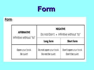 Imperative Powerpoint Examples IMPERATIVES SLIDES USES, EXAMPLES AND EXERCISES | PPT