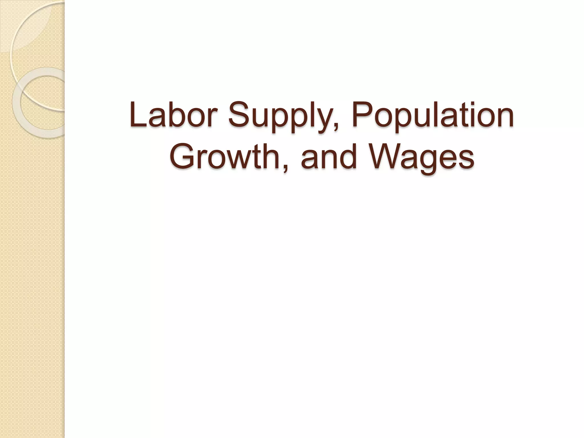Labor Supply, Population
Growth, and Wages